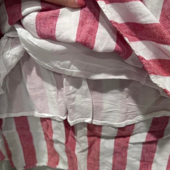 Rails Ren Drawstring Waist Mini Dress Seville Pink White Strip Sz Small Linen - Picture 9 of 10